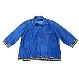 Woman’s Denim & Co denim button down shirt size 1X
